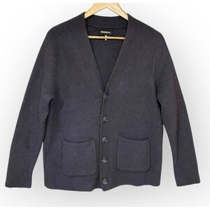 Bonobos Mens Yak Blend Navy Ribbed Cardigan Sweater Size L Academia Preppy Retro